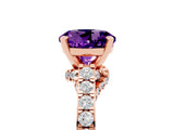 Rose gold Round Cut Diamond Solitaire Ring with Pavé Band and Prong Setting_5