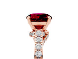 Rose gold Round Cut Diamond Solitaire Ring with Pavé Band and Prong Setting_5