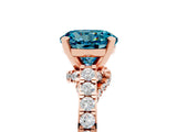 Rose gold Round Cut Diamond Solitaire Ring with Pavé Band and Prong Setting_5