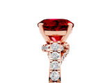Rose gold Round Cut Diamond Solitaire Ring with Pavé Band and Prong Setting_5