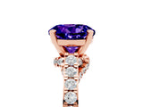 Rose gold Round Cut Diamond Solitaire Ring with Pavé Band and Prong Setting_5