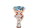 Rose gold Round Cut Diamond Solitaire Ring with Pavé Band and Prong Setting_5
