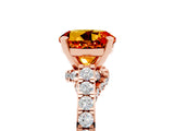 Rose gold Round Cut Diamond Solitaire Ring with Pavé Band and Prong Setting_5