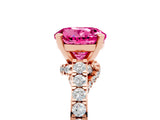 Rose gold Round Cut Diamond Solitaire Ring with Pavé Band and Prong Setting_5