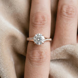 Rose gold Round Cut Diamond Solitaire Ring with Pavé Band and Prong Setting_97