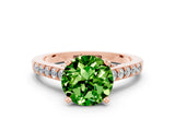 Rose gold Round Cut Diamond Solitaire Ring with Pavé Band and Prong Setting