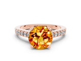 Rose gold Round Cut Diamond Solitaire Ring with Pavé Band and Prong Setting