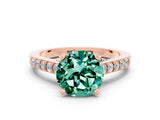 Rose gold Round Cut Diamond Solitaire Ring with Pavé Band and Prong Setting