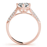 Rose gold Round Cut Diamond Solitaire Ring with Pavé-Set Shoulders and Four-Prong Setting 2