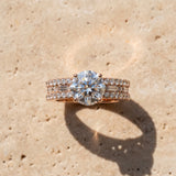 Rose gold Round Cut Diamond Solitaire Ring with Pavé and Channel Set Band_16