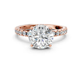 Rose gold Round Cut Diamond Solitaire Ring with Round  Pavé Band and Four-Prong Setting_36