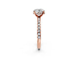 Rose gold Round Cut Diamond Solitaire Ring with Round  Pavé Band and Four-Prong Setting_38