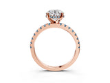 Rose gold Round Cut Diamond Solitaire Ring with Round with Aquamarine side stone Pavé Band and Four-Prong Setting_39