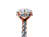 Rose gold Round Cut Diamond Solitaire Ring with Round with Aquamarine side stone Pavé Band and Four-Prong Setting_41