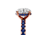 Rose gold Round Cut Diamond Solitaire Ring with Round with Blue Sapphire side stone Pavé Band and Four-Prong Setting_41
