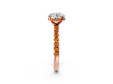 Rose gold Round Cut Diamond Solitaire Ring with Round with Citrine side stone Pavé Band and Four-Prong Setting_38