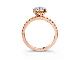 Rose gold Round Cut Diamond Solitaire Ring with Round with Citrine side stone Pavé Band and Four-Prong Setting_39