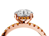 Rose gold Round Cut Diamond Solitaire Ring with Round with Citrine side stone Pavé Band and Four-Prong Setting_40