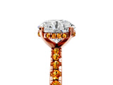 Rose gold Round Cut Diamond Solitaire Ring with Round with Citrine side stone Pavé Band and Four-Prong Setting_41
