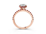 Rose gold Round Cut Diamond Solitaire Ring with Round with Garnet side stone Pavé Band and Four-Prong Setting_39