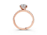 Rose gold Round Cut Diamond Solitaire Ring with Round with Moissanite side stone Pavé Band and Four-Prong Setting_39