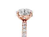 Rose gold Round Cut Diamond Solitaire Ring with Round with Moissanite side stone Pavé Band and Prong Setting_17