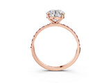 Rose gold Round Cut Diamond Solitaire Ring with Round with Morganite side stone Pavé Band and Prong Setting_15