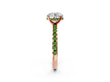 Rose gold Round Cut Diamond Solitaire Ring with Round with Peridot side stone Pavé Band and Four-Prong Setting_38