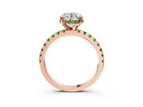 Rose gold Round Cut Diamond Solitaire Ring with Round with Peridot side stone Pavé Band and Four-Prong Setting_39