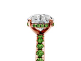 Rose gold Round Cut Diamond Solitaire Ring with Round with Peridot side stone Pavé Band and Four-Prong Setting_41