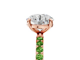 Rose gold Round Cut Diamond Solitaire Ring with Round with Peridot side stone Pavé Band and Prong Setting_5