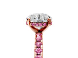Rose gold Round Cut Diamond Solitaire Ring with Round with Pink Sapphire side stone Pavé Band and Four-Prong Setting_41