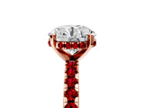 Rose gold Round Cut Diamond Solitaire Ring with Round with Ruby side stone Pavé Band and Four-Prong Setting_41
