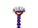 Rose gold Round Cut Diamond Solitaire Ring with Round with Tanzanite side stone Pavé Band and Four-Prong Setting_41
