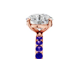 Rose gold Round Cut Diamond Solitaire Ring with Round with Tanzanite side stone Pavé Band and Prong Setting_17