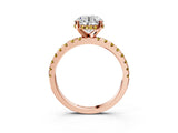 Rose gold Round Cut Diamond Solitaire Ring with Round with Yellow Sapphire side stone Pavé Band and Four-Prong Setting_39