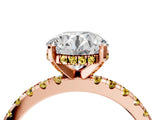 Rose gold Round Cut Diamond Solitaire Ring with Round with Yellow Sapphire side stone Pavé Band and Four-Prong Setting_40