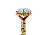 Rose gold Round Cut Diamond Solitaire Ring with Round with Yellow Sapphire side stone Pavé Band and Four-Prong Setting_41