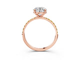 Rose gold Round Cut Diamond Solitaire Ring with Round with Yellow Sapphire side stone Pavé Band and Prong Setting_15