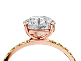 Rose gold Round Cut Diamond Solitaire Ring with Round with Yellow Sapphire side stone Pavé Band and Prong Setting_16