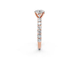 Rose gold Round Cut Diamond Solitaire Ring with Shared Prong Pavé Band and Four-Prong Setting_82