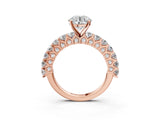 Rose gold Round Cut Diamond Solitaire Ring with Shared Prong Pavé Band and Four-Prong Setting_83