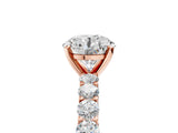 Rose gold Round Cut Diamond Solitaire Ring with Shared Prong Pavé Band and Four-Prong Setting_85