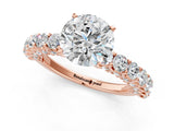 Rose gold Round Cut Diamond Solitaire Ring with Shared Prong Pavé Band and Four-Prong Setting_93