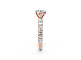 Rose gold Round Cut Diamond Solitaire Ring with Shared Prong Pavé Band and Four-Prong Setting_94