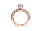 Rose gold Round Cut Diamond Solitaire Ring with Shared Prong Pavé Band and Four-Prong Setting_95