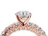Rose gold Round Cut Diamond Solitaire Ring with Shared Prong Pavé Band and Four-Prong Setting_96