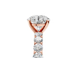 Rose gold Round Cut Diamond Solitaire Ring with Shared Prong Pavé Band and Four-Prong Setting_97