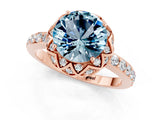 Rose gold Round Cut Diamond Solitaire Ring with Shared Prong Pavé Band_1