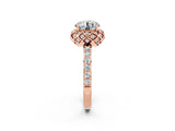 Rose gold Round Cut Diamond Solitaire Ring with Shared Prong Pavé Band_2